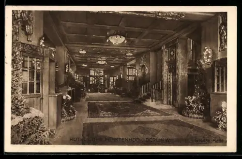 AK Berlin-Tiergarten, Hotel Der Fürstenhof, Potsdamer Platz, Grosse Halle