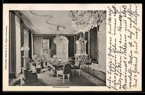 AK Berlin, Fürstenzimmer, Continental-Hotel, Neustädtische Kirchstrasse