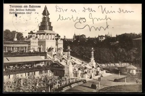AK Berlin-Halensee, Gasthaus Terrassen am Halensee, Inh. Bernhard Hoffmann, Kurfürstendamm 124 a