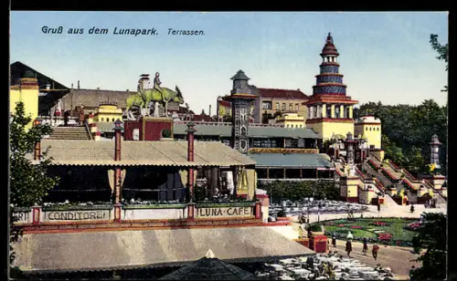 AK Berlin-Halensee, Gasthof Lunapark, Terrassen, Luna-Café, Conditorei