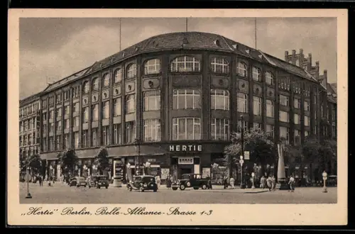 AK Berlin-Kreuzberg, Hertie Warenhaus, Belle-Alliance-Strasse 1-3