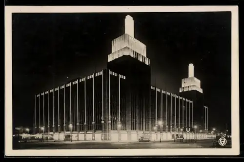 AK Berlin-Neukölln, Kaufhaus Rudolph Karstadt A. G., Hermannplatz, Nachtaufnahme