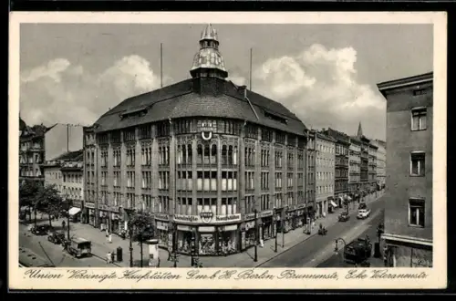 AK Berlin, Union Vereinigte Kaufstätten, Brunnenstrasse Ecke Veteranenstrasse