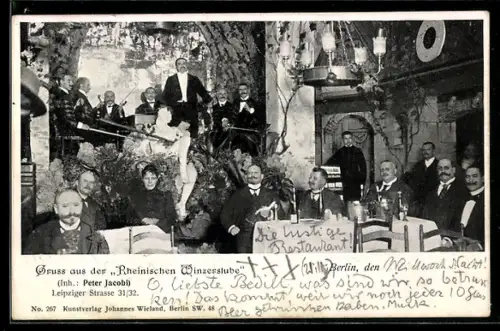 AK Berlin, Gasthaus Rheinische Winzerstube, Inh. Peter Jacobi, Leipziger Strasse 31/32, Innenansicht