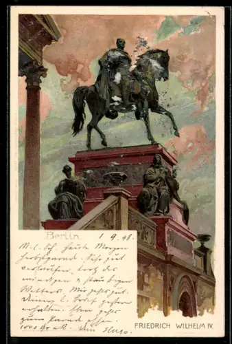 Lithographie Berlin, Reiterstandbild Friedrich Wilhelm IV