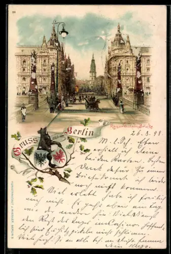 Lithographie Berlin, Kaiser-Wilhelm-Brücke