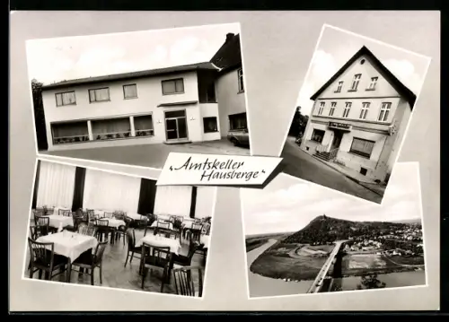 AK Hausberge /Porta Westfalica, Gasthaus Amtskeller Hausberge, Inh. Heinrich Pape, Innenansicht, Ortsansicht