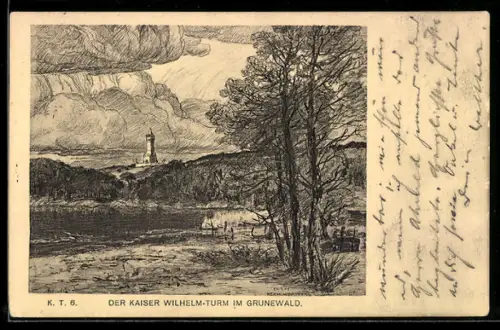 Künstler-AK Berlin-Grunewald, Kaiser Wilhelm-Turm