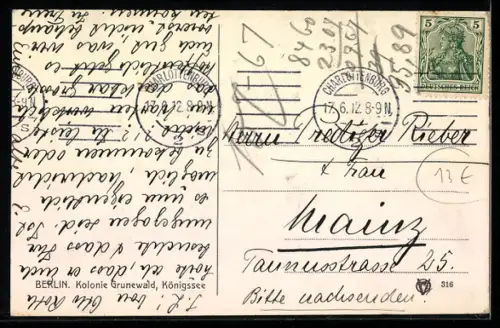 AK Berlin-Grunewald, Königssee, Villenansicht, Ruderboote