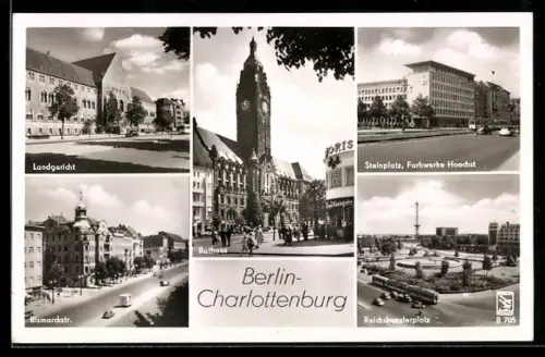 AK Berlin-Charlottenburg, Rathaus, Landgericht, Reichskanzlerplatz, Steinplatz, Farbwerke Hoechst, Bismarckstr.