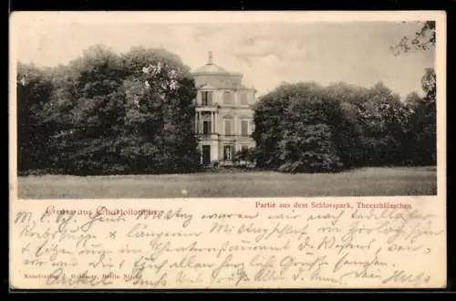 AK Berlin-Charlottenburg, Partie aus dem Schlosspark, Theeschlösschen