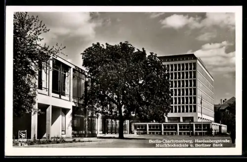 AK Berlin-Charlottenburg, Hardenbergstrasse, Musikhochschule, Berliner Bank
