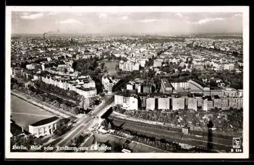 AK Berlin-Charlottenburg, Blick vom Funkturm zum Lietzensee