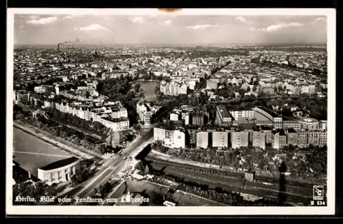 AK Berlin-Charlottenburg, Blick vom Funkturm zum Lietzensee