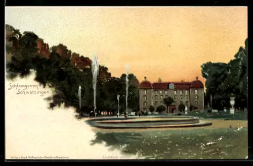 AK Schwetzingen, Schlossgarten, Springbrunnen