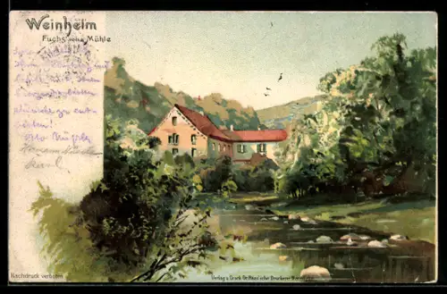 Lithographie Weinheim, Fuchs`sche Mühle