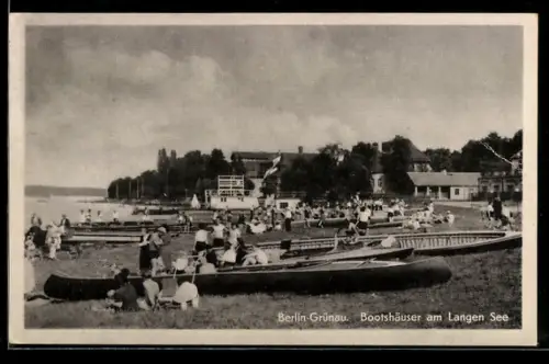 AK Berlin-Grünau, Bootshäuser am Langen See