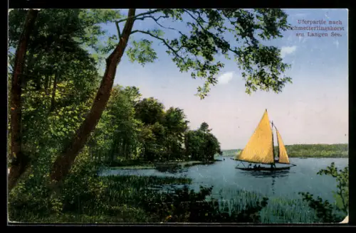 AK Berlin-Köpenick, Uferpartie nach Schmetterlingshorst am Langen See, Restaurant Schmetterlingshorst, Inh. J. Bittner