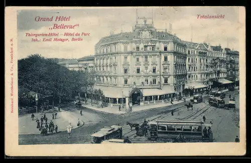 AK Berlin-Tiergarten, Grand Hôtel Bellevue, Thiergarten-Hôtel, Inh. Emil Metzger, Totalansicht