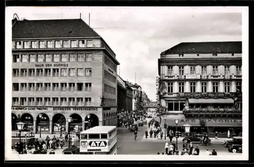 AK Berlin, Friedrichstrasse Ecke Unter den Linden, Haus der Schweiz, Café Viktoria