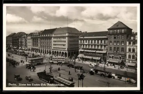AK Berlin, Unter den Linden Ecke Friedrichstrasse, Café Schön