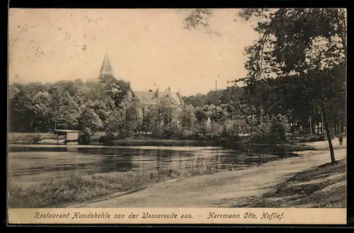 AK Berlin-Grunewald, Restaurant Hundekehle, Wasserseite, Herrmann Otto