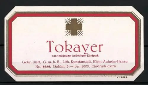 Getränkeetikett Klein-Auheim-Hanau, Gebr. Illers, Tokayer