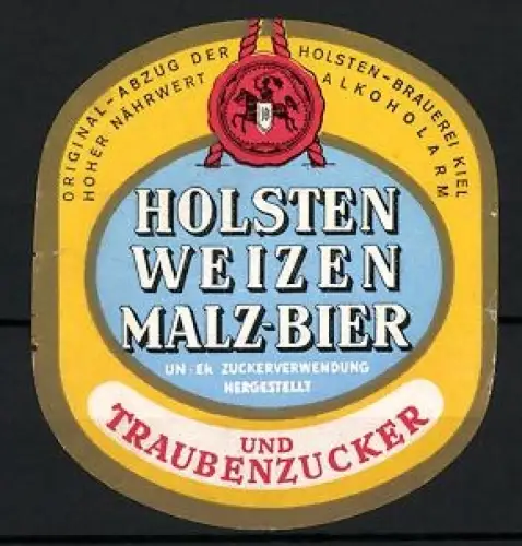 Getränkeetikett Holsten-Brauerei Kiel, Holsten Weizen Malz-Bier