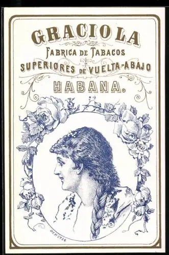 Sammelbild Graciola Tabacos, Habana, Profil einer Dame umrahmt von Blumen