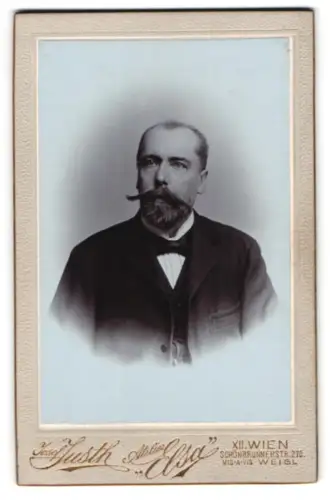 Fotografie Josef Justh, Wien, Schönbrunnerstrasse 270, Porträt eines eleganten Herrn