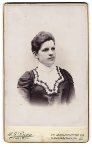 Fotografie H. G. Braun, Wien, Mariahilferstr. 108, Porträt einer Frau mit hochgestecktem Haar