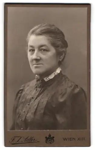 Fotografie F. X. Adler, Wien., Penzingerstrasse 60, Porträt einer älteren Dame
