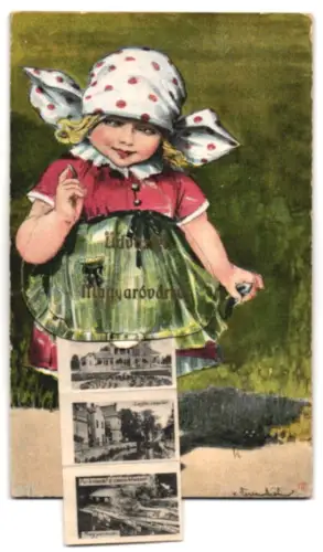 Leporello-AK Magyaróvár, Hármashalom, Régi sóház, Postapalota