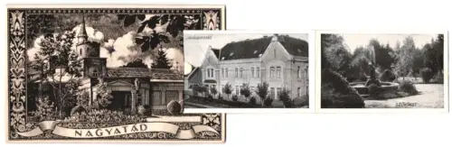 Leporello-AK Nagyatád, Szökökut, Parkrészlet, Járásbiróság