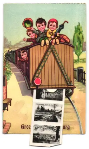 Leporello-AK Valkenburg, Grouseleput, Geulbrug, Heksenkeuken Rotspark