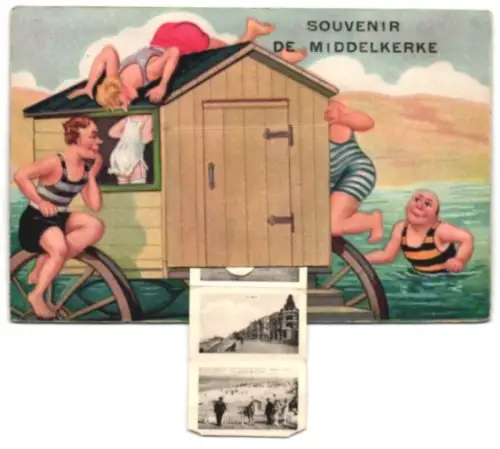 Leporello-AK Middelkerke, Hôtel de Ville, La digue et le Kursaal, Digue Est