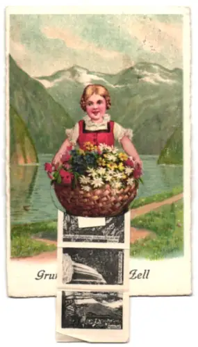 Leporello-AK Maria Zell, Wallfahrtskirche, Erlaufsee und Alpenbahn