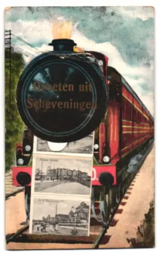 Leporello-AK Scheveningen, Keizerstraat, Strand, Op de Boulevard