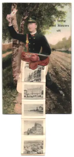 Leporello-AK Blankenberghe, Panorama, Briefträger