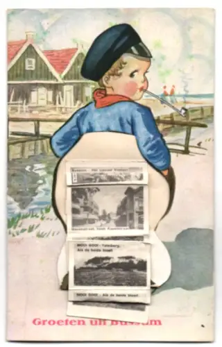 Leporello-AK Bussum, Kerk, Viaduct, Tafelberg