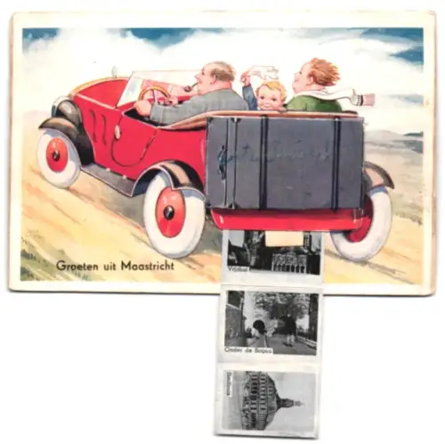 Leporello-AK Maastricht, Station, Wilhelminabrug, Stadhuis