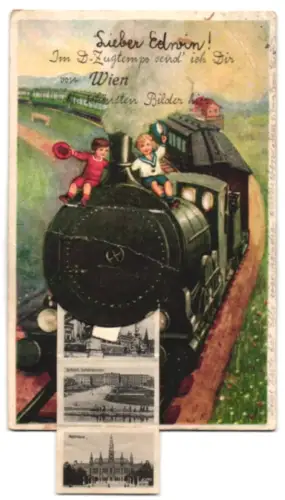 Leporello-AK Wien, Wien, Karlskirche und Karlsplatz, Volksprater, Schloss Schönbrunn