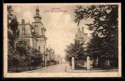 AK Malmedy, Julius-Steinbach-Strasse mit Rathaus