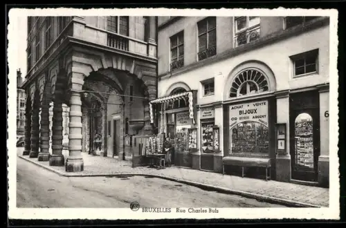 AK Brüssel / Bruxelles, Rue Charles Buls mit AK-Verkauf