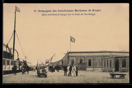 AK Zee-Brugge, Compagnie des Installations Maritimes de Bruges, Gare maritime et hangar sur le mole de Zee-Brugge