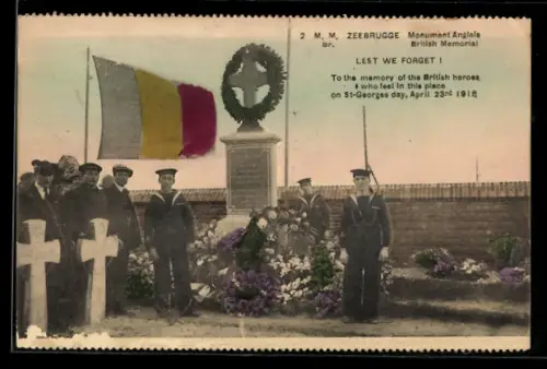 AK Zeebrugge, Monument Anglais, Inauguration 1918