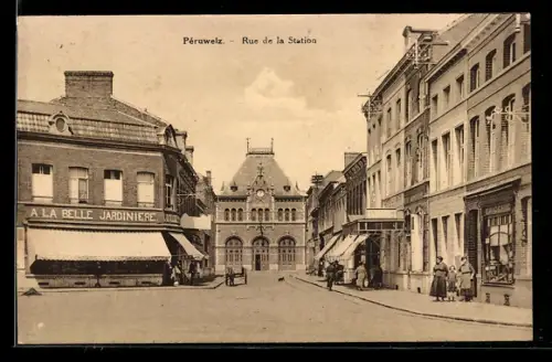 AK Péruwelz, Rue de la Station, A La Belle Jardinière