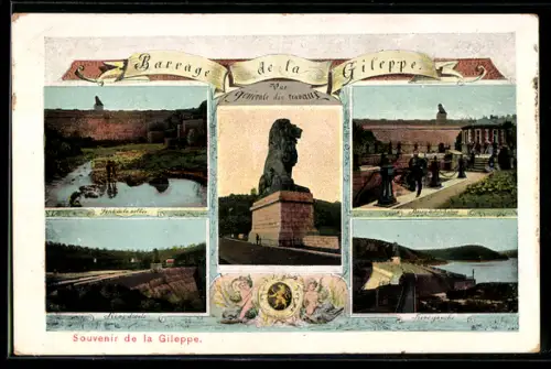 AK Gileppe, Barrage de la Gileppe, Vue generale des travaux, Bassin de distribution