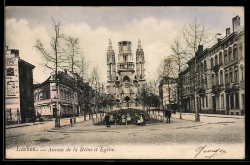 AK Laeken, Avenue de la Reine et Eglise