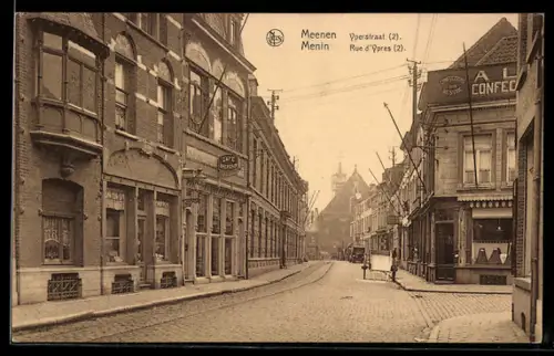 AK Menin, Rue d`Ypres, Café Americain